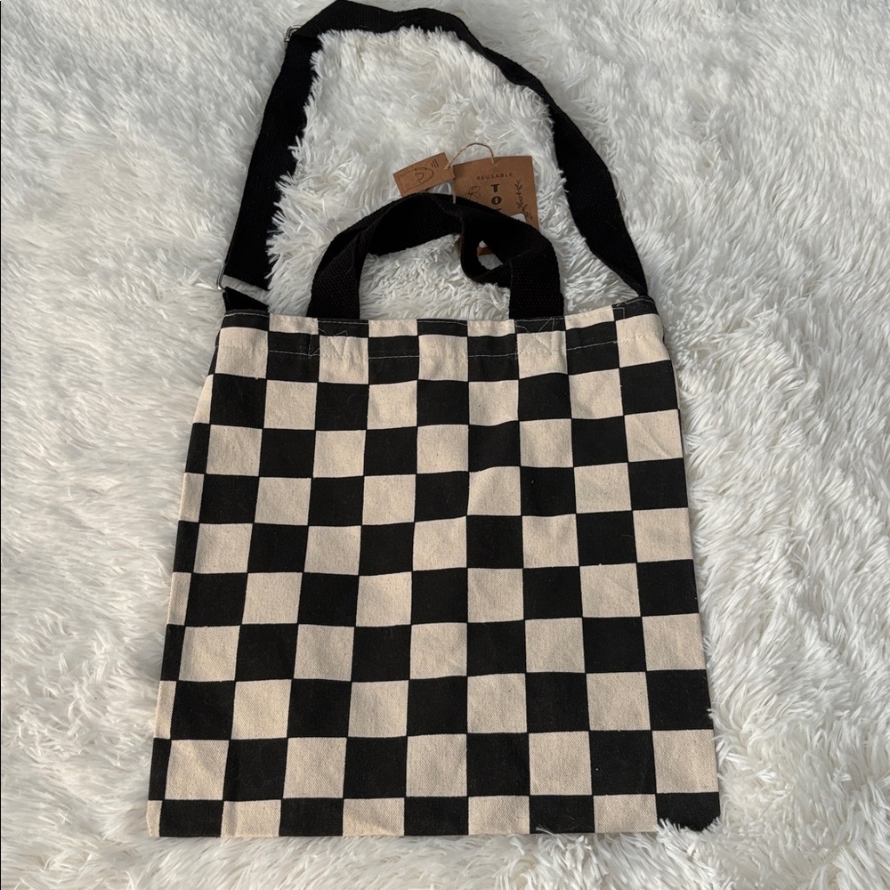 Checkered Black and White Tote Bag